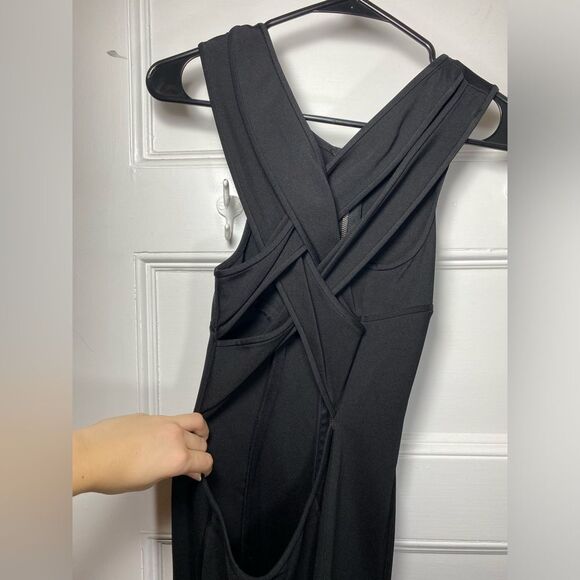 ALEXANDER WANG Bodycon Zipper Front Ponte Mini Dress Crisscross Back Black Sz 6 - Picture 11 of 13